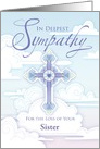 Loss of Sister Sympathy Cross Blue Pastel Clouds Religious card