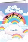 Rainbows Clouds Happy Birthday Customize Name D card