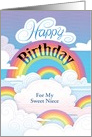 Rainbows Clouds Happy Birthday Customize Niece card