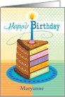 For M Name Happy Birthday Chocolate Cake Slice Candle card