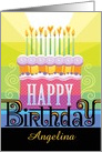 A Name Happy Birthday Cake Candle Heart Fames card