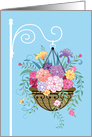 Encouragement Hanging Basket of Colorful Flowers card