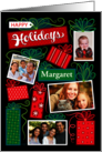 M Name 4 Custom Photos Happy Holidays Christmas Presents Red Green card