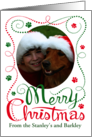 Pet Hand Lettered Merry Christmas Custom Photo Paw Prints card