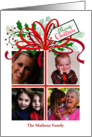 Custom Name 4 Photos Christmas Present With Holly And Pine card