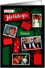 Sister Happy Holidays Christmas Presents 4 Custom Photo card