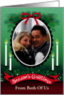 Both Of Us Custom Photo Seasons Greetings Candles Mantle card