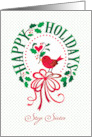 Step Sister Happy Holidays Christmas Wreath Red Bird card