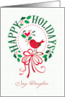 Step Daughter Happy Holidays Christmas Wreath Red Bird card