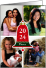 Custom Name 2024 Holiday Christmas Bell 4 Custom Photos card