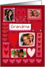 Grandma 4 Custom Photos Valentine Decorative Hearts Pink Red card