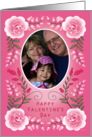 Custom Photo Happy Valentine’s Day Pink Roses Floral border card