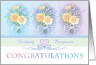 Custom Names Congratulations Wedding Blue Purple Yellow Bouquets card