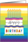 Graphic Bright Hand Lettered Birthday Cake with Polka Dots card
