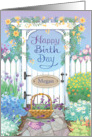 Custom Name M Birthday Flowering Garden Pagoda card