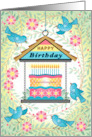 Granddaughter Blue Bird Feeder Birthday Cake Blue Birds card