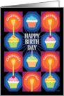 Happy Birthday Cupcakes Candles Hearts card