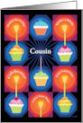 Cousin Happy Birthday Cupcakes Candles Hearts card