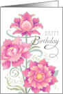 Happy Birthday Pink Peony Floral Hand Lettering card