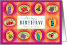 Father in Law Happy Birthday Colorful Presents Party Hats card