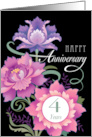 4 Year Wedding Anniversary Pink Romantic Peonies card