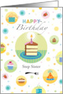 Step Sister Happy Birthday Cake Presents Cupcake Polka Dots card