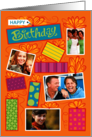 Custom Photo Happy Birthday Presents Cram Closet Orange card