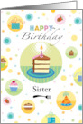 Sister Happy Birthday Cake Presents Cupcake Polka Dots card