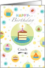 Coach Happy Birthday Cake Presents Cupcake Polka Dots card
