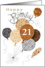 21 Years Happy Birthday Animal Pattern Balloon Leopard Zebra Tiger card