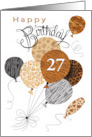 27 Years Happy Birthday Animal Pattern Balloon Leopard Zebra Tiger card