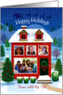 From All of Us 4 Custom Photos Happy Holidays Red House Santa Reindeer card