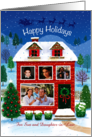 Son and Daughter In Law Custom Photos Happy Holidays Santa Reindeer card