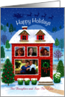 Daughter And Son In Law Custom Photos Happy Holidays Santa Reindeer card
