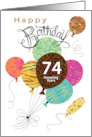 74th Happy Birthday Animal Pattern Balloon Leopard Zebra Tiger card