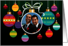 Custom Photo Colorful Merry Christmas Ornaments on Black card