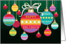 Colorful Merry Christmas Ornaments card