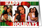 3 Custom Photos Happy Holidays Christmas Red And Green Scarf card