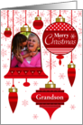 Grandson Photo Red Retro Ornaments with Stars and stripe card