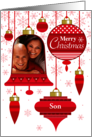 Son Photo Red Retro Ornaments with Stars And Stripes card