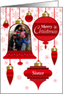 Sister Photo Red Retro Christmas Ornaments card