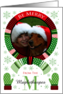 Be Merry M Monogram Photo Green Dot Red Buffalo Plaid Scarf card