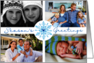 4 Photo Seasons Greetings Blue Snowflake Heart card
