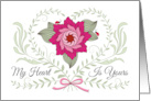 Valentine Pink Red Flower Leaf Heart With Lady Bugs card
