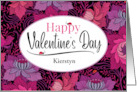 Custom Name Valentine Red Pink Fuschia Romantic Floral card