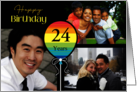 3 Photo 24th Birthday Colorful Balloon card