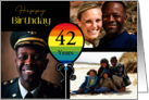 3 Photo 42nd Birthday Colorful Balloon card