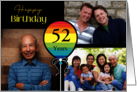 3 Photo 52nd Birthday Colorful Balloon card