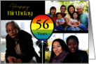 3 Photo 56th Birthday Colorful Balloon card