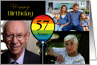 3 Photo 57th Birthday Colorful Balloon card
